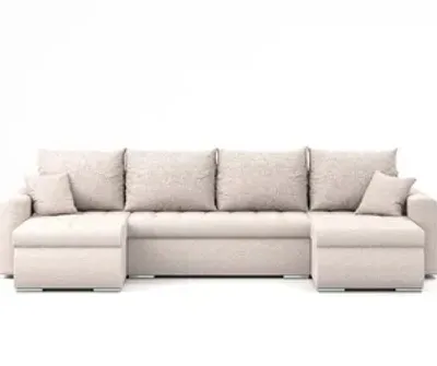 Zdjęcie produktu dla Narożnik Luis, narożnik U-kształt, sofa, kanapa, z funkcją spania, pojemnik na pościel, dekoracyjne pikowanie, meble tapicerowane, Neve 03, beżowy