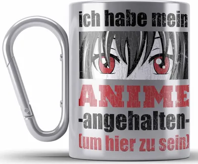 Produktbild von Trendation -  Anime Edelstahl Tasse Karabiner Geschenk Spruch Karabiner Edelstahl Tasse Karabiner Edelstahl Geschenke Deko Anme Fan Spruch Sprüche (Silber)