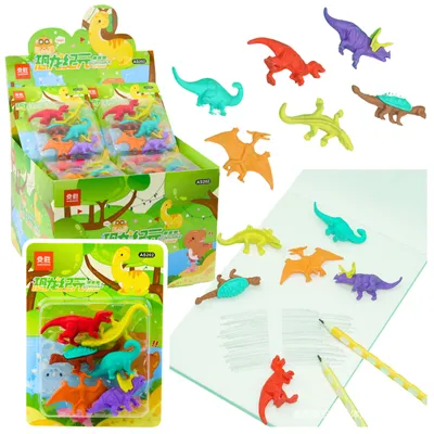 Immagine prodotto di Set di 6 gomme da cancellare per la scuola dei dinosauri
