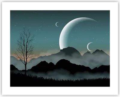 Produktbild von Poster - Poster ohne Rahmen - Himmel Nacht Illustration - 50x40 cm - Wand Bild - Wanddeko - Wandbilder - Kunstposter - Wandposter - Bilder - Kunstdruck - Wanddekoration - Wandbild - P2XAA50x40-4143