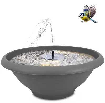 Image de Kit fontaine solaire XXL pour l'extérieur - grande vasque grise de 60 cm