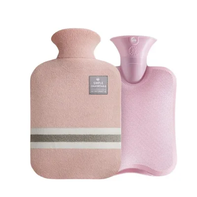 Immagine prodotto di Bottiglia d'acqua calda XXL copertura in tessuto morbido 2L bottiglie d'acqua calda letto bottiglia scaldamani nuovo, Dimensione:2 litri, Colore:Rosa chiaro