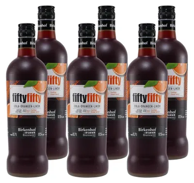 Produktbild von Birkenhof FiftyFifty Cola-Orangen-Likör (6 x 0,7L)