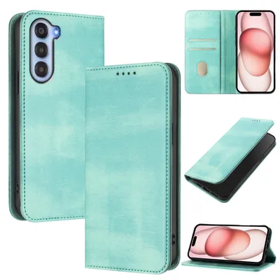 Obrázek produktu pro Pouzdro pro ZTE Nubia S, vintage kožené pouzdro s RFID ochranou, přihrádkami na karty, stojánkem Tyrkysový