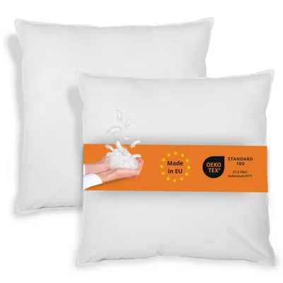 Produktbild von sleepling - 2er Set Kopfkissen, 50 x 50 cm, Federkissen, Daunenkissen, Sofakissen, 100% Daunen & Federn, 60 Grad waschbar, 100% Baumwolle, weiß