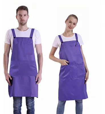 Obrázek produktu pro Zástěra s kapsou pro dámy i pány, nastavitelná, velká, pohodlná, vhodná do kuchyně, pro vaření, barva: levandulová