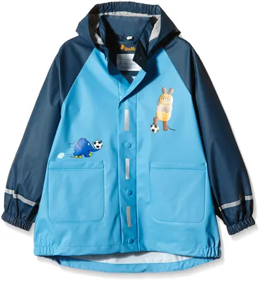 Productafbeelding van Playshoes regenjas voor jongens, model Muizen & Olifanten, voetbalprint, kleur blauw, maat 104 (17)
