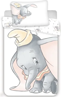 Produktbild von Jerry Fabrics Kinder Bettwäsche Disney Dumbo 100% Baumwolle 100 x 135 cm Mehrfarbig Reißverschluss 2-teilig wendbar atmungsaktiv