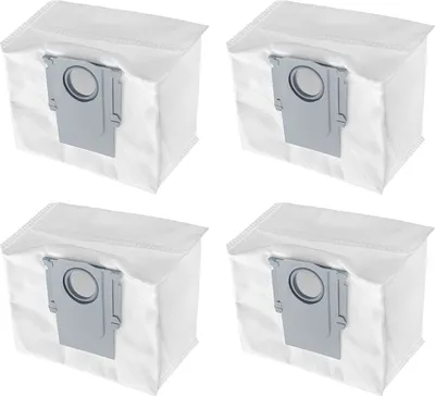 Four vacuum cleaner bags are arranged in a two-by-two grid on a white background.