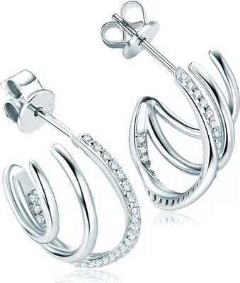 Produktbild von ROUGEMONT Creolen Ohrringe Moissanit 925 Silber Diamant Creolen mit Zertifikat