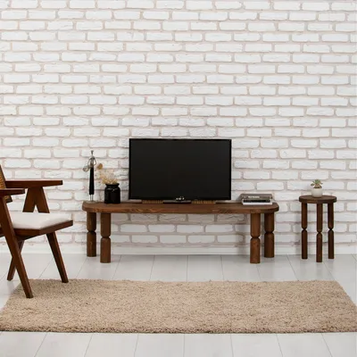 Image de Skye Decor, Ida - Walnut, meuble TV, 100 % BOIS MASSIF, noyer, 140 x 35 x 40 cm