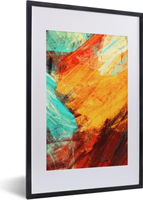 Produktbild von MuchoWow® Gerahmtes Poster Gemälde - Abstrakt - Öl 40x60 cm - Poster mit Schwarzem Bilderrahmen Wandposter Rahmen Foto Bilder - Poster in Rahmen