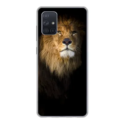 Produktbild von MuchoWow® Handyhülle Schutzhülle Hülle für Samsung Galaxy A51 Löwe - Licht - Schwarz - Porträt Silikon Softcase Handy Hülle - Schutzabdeckung
