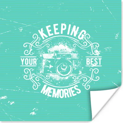 Produktbild von MuchoWow® Poster Jahrgang - Kamera - Text 50x50 cm - Wohnzimmerdekoration