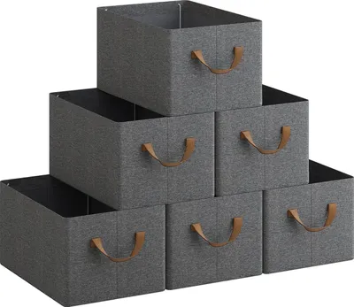 Produktbild von Aufbewahrungsboxen aus Stoff - Kleiderschrank Organizer - 6er Set - XL - Faltbar - Vliesstoff - Rechteckig - Tragkraft 150 kg - Gelb