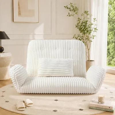 Image de HomeMiYN Fauteuil pouf XXL, fauteuil lounge confortable avec dossier et accoudoirs, fauteuil relax pour salon et chambre