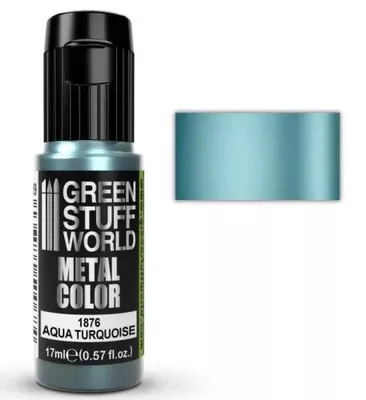 Produktbild von Green Stuff World GSW1876 - Acrylic Metal Paint - AQUA TURQUOISE 17ml - Neu