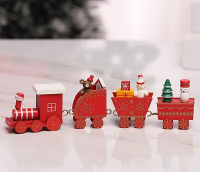 Produktbild von Mini Zug Dekor Holz Weihnachtszug mit Schneemann Kinder Geschenk DIY Spielzeug Home Tabletop Dekoration, Rot