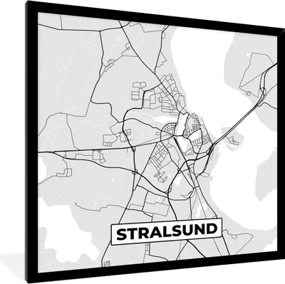 Produktbild von MuchoWow® Gerahmtes Poster Stadtplan - Deutschland - Karte - Stralsund - Karte 40x40 cm - Poster mit Schwarzem Bilderrahmen Wandposter Rahmen Foto Bilder - Mit Rahmen - Wanddekoration Schlafzimmer
