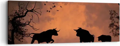 Produktbild von Bild auf Leinwand - Leinwandbild - Tier wütend Stier - 90x30cm - Wand Bild - Wanddeko - Wandbilder - Leinwanddruck - Bilder - Kunstdruck - Wanddekoration - Leinwand bilder - Wandkunst - AB90x30-0494