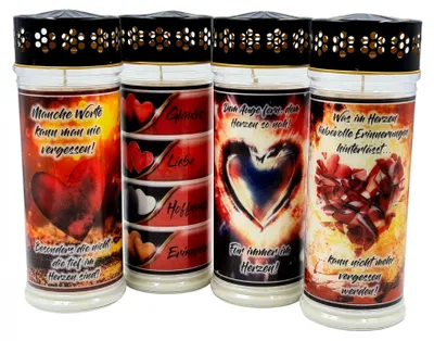 Produktbild von 4er SET Premium 7 Tage Design Grablicht "HERZEN"