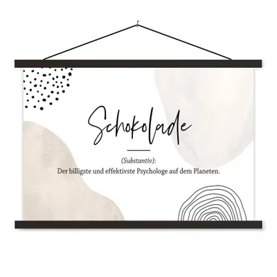 Produktbild von MuchoWow® Textilposter Sprichwörter - Schokolade - Zitate - Wörterbuch - Definition Schokolade 120x80 cm mit schwarzem Rahmen - Wanddeko