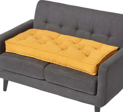 Obrázek produktu pro HOMESCAPES sedák pro dvoumístnou pohovku 100 x 48 cm - silný sedák hořčicově žlutý