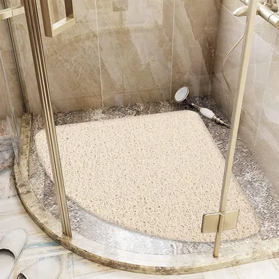Productafbeelding van Antislip douchemat met luffa en afvoer, 53x53 cm, beige