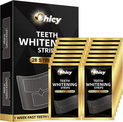 Image de Bandes blanchissantes, 14 applications | Blanchiment efficace des dents en 7 jours | Bandes blanchissantes qui préservent l'émail, sans sensibilité, sans glissement | Élimine
