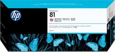 Produktbild von HP 81 Magenta hell Druckerpatrone, farbstoffbasiert, 680 ml, HP Designjet Drucker der Serien 5000, 5000ps, 5500 und 5500ps, Thermal Inkjet, Magenta, C4935A, Vereinigte Staaten, Singapur, 320 mm