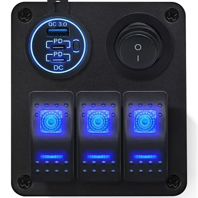 Produktbild von ProRide Schaltpanel 12V Auto/Boot - 3-Port USB/USB-C QC3.0, 3 Schalter
