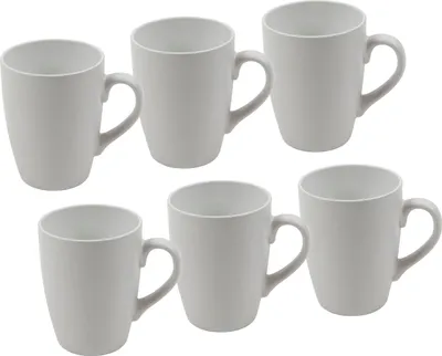 Produktbild von Kaffeetasse 340ml aus Porzellan - im 6er Set - Farbe: weiß / matt