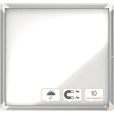 Produktbild von Nobo Schaukasten für den Außenbereich, magnetische Rückwand 6xA4, Grau, Transparent, Weiß, Stahl, Standard, 732 mm, 792 mm, 45 mm