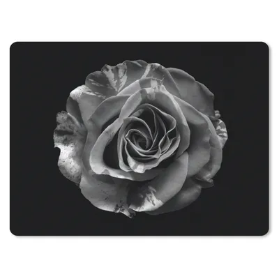 Produktbild von MuchoWow® Mauspad Mousepad Blumen - Rose - Schwarz - Weiß - Botanisch 40x30 cm - Mousepads - Maus Mat - Pad - Mausunterlage - Anti Rutsch