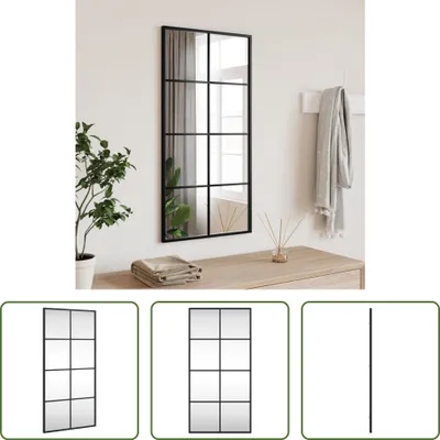Zdjęcie produktu dla The Living Store Lustro ścienne czarne 40x80 cm prostokątne żelazo