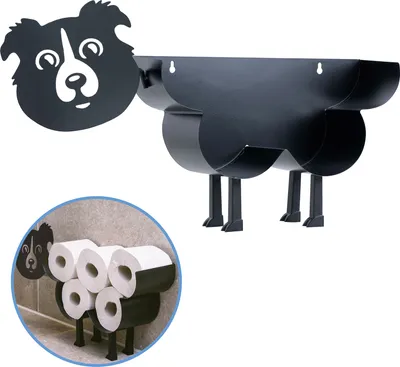 Produktbild von Sanics Reservepapierhalter Freistehend - Toilettenpapierhalter Hängend - Wandhalter - Ersatzrollenhalter Hund - Rollenhalter Schwarz