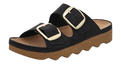 Produktbild von Rohde Damen Pantolette Nubukleder goldene Schnalle Sommerfarbe Foggia-D 6222, Größe:37 EU, Farbe:Schwarz