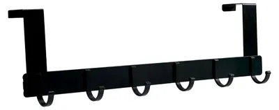 Produktbild von Türhaken Kleiderhaken zum Einhängen, Türgarderobe mit 6 Haken, Edelstahl Handtuchhalter für die Innenseite von Türen, 4.5 cm, Schwarz
