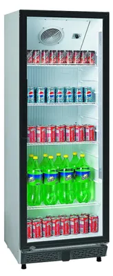 Produktbild von Gastro Getränkekühlschrank | Flaschenkühlschrank | Gewerbekühlschrank | 1 Glastür | Weiß | 360 Liter | 0 bis +10 °C