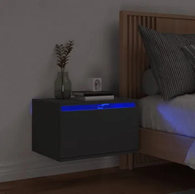 Produktbild von "im  " Wand-Nachttisch - Nachtkommode/Nachtkonsole - mit LED-Leuchten Schwarz - Beistellschrank CC23031