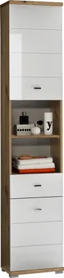 Produktbild von Badmöbel POOL Hochschrank Artisan Eiche weiß