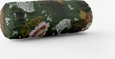 Produktbild von SCHÖNER LEBEN. Kissenhülle ZOOP Blumen Zebra grün braun weiß schwarz Größe 15x40cm (ØxB) Nackenrolle 15x40cm (ØxB) Nackenrolle Größe