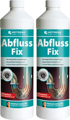 Produktbild von HOTREGA Abfluss Fix 1 L - Abfluss-Reiniger Konzentrat, gegen Rohrverstopfungen - 2 Stück