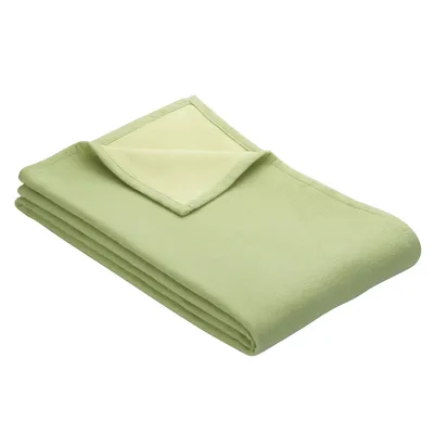 Produktbild von Ibena Bio Baumwolldecke Stockholm 140x200cm - Kuscheldecke grün/hellgrün zweifarbig, Wolldecke, Sofadecke kuschelweich
