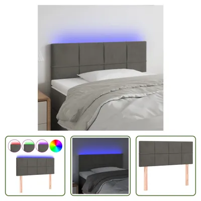 Produktbild von The Living Store LED Kopfteil Dunkelgrau 80x5x78/88 cm Samt