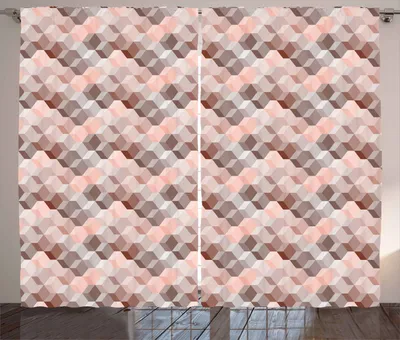 Produktbild von ABAKUHAUS Geometrisch Rustikaler Vorhang, Pastellwürfel-Muster, Wohnzimmer Universalband Gardinen mit Schlaufen und Haken, 280 x 225 cm, Mehrfarbig