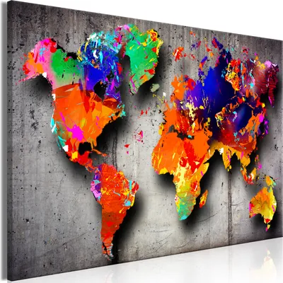 Produktbild von Modernes Wandbild k-A-0507-b-a (120x80 cm) - 1 Teilig Bilder Fotografie auf Leinwand Foto Bild Dekoration Wand Bilder Kunstdruck WELTKARTE