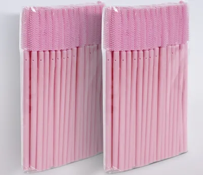 Produktbild von Wimpernverlängerung Wimpernbürste Wimpernbürstchen Mascara Bürste Silikon Pink, 100 Stück