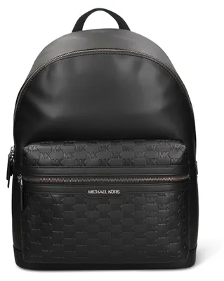 Image de Sac à dos pour homme Michael Kors, en similicuir noir, avec fermeture éclair et compartiments, dimensions : 31 x 40 x 17 cm