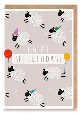 Produktbild von Geburtstagskarte „Happy Beerthday“ mit Schafen – Cardie